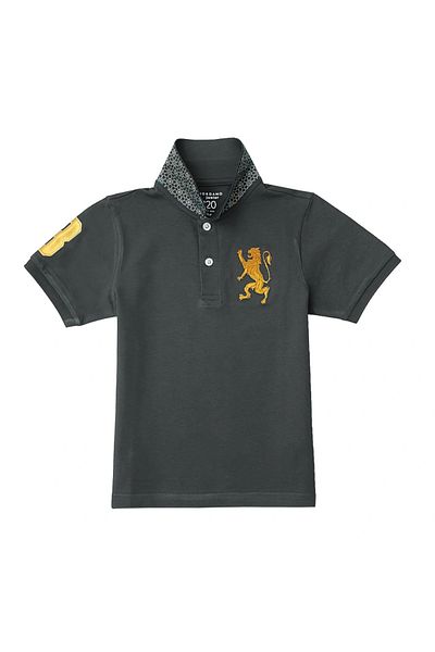 Giordano Kids' Lion Polo: 3D Embroidery, Comfort Piqué, Classic Style