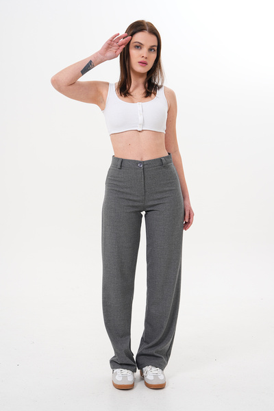 H&A İSTANBUL بنطلون نسائي من القماش عالي الخصر وواسع الساق