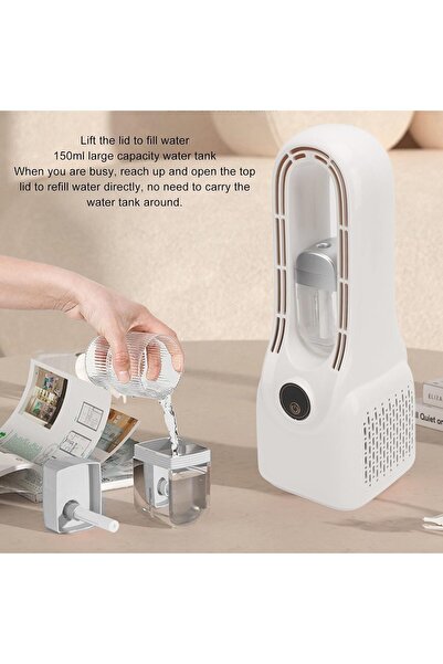 ROXİVA 6 Kademeli Fan Hızı / Ultrasonik Nemlendirici Renkli ışıklı Hazne / 3.000mAh batarya/Vantilatör/Fan