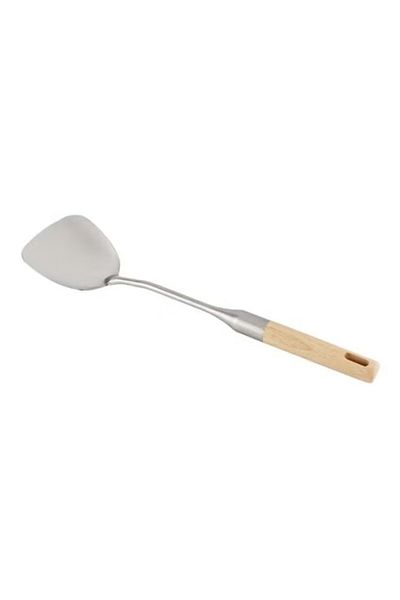 BERGER Stainless Steel Turner With Rubber Wood Handle Silver/Beige 40x8x1.5cm