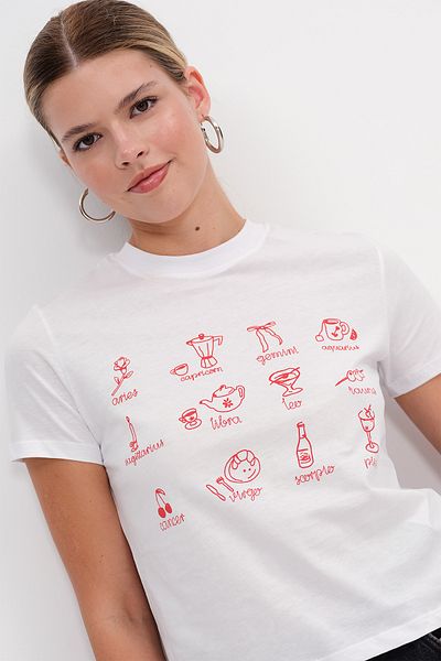 Addax Text Printed T-Shirt P0393-C1