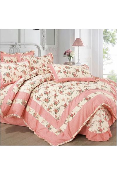 OEM 4-piece Deluxe Double Bed Linen in Soft Touch Cotton with Ruffles, VOL-02