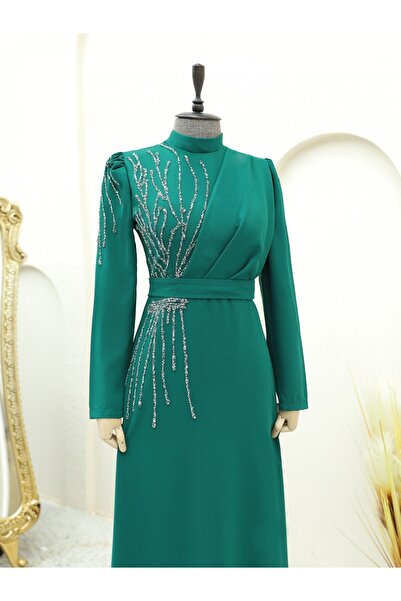 HİJABAYA فستان كريب بحزام كتف حجري