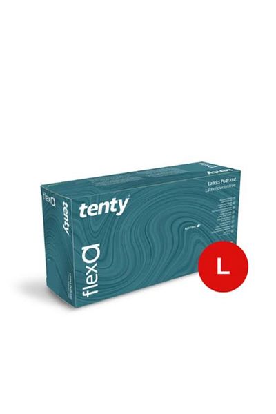 Tenty Flex Latex Powder-Free Exam Gloves Large- Box of 100