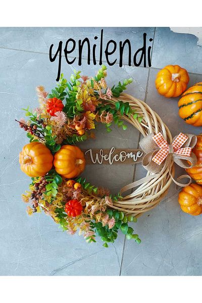 lolipophobi Ornament pentru ușă cu dovleac 35 Cm - Accesoriu pentru ușă exterioară - Ornament pentru ușă din oțel - Ornament de perete