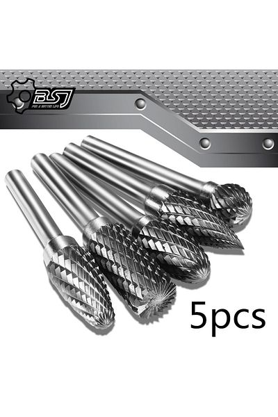 Choice 5pcs Double Groove Rotary File 6mm Grinding Head Tungsten Carbide Burr Milling Cutter Drill Bit S...