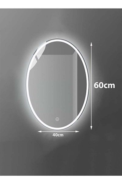 Taimi Oval Bathroom Mirror with LED Backlight and Touch Control Wall Mounted with 3 Colors 60x40cm