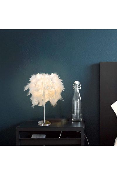 COOYA Hand-Woven Feather Table Lamp, Natural Color, Unique and Beautiful, Suitable for Bedside Table