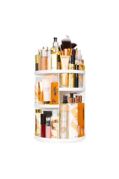 RİO BEAUTY Rio Csst Cosmetic Organizer, 360° Rotation, 6 Adjustable Shelves, 30 X 22.9 X 22.9 Cm, White