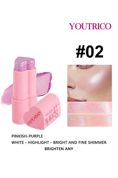 Youtrico Blush,pink-purple Shiny ,silky Texture,6g, Fine Flash,blush Stick &eyeshadow&highlights