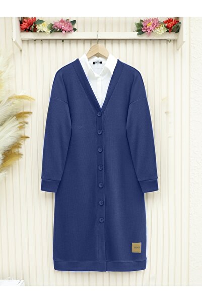 HİJABAYA Μακριά ζακέτα με ριμπ ύφασμα με κουμπιά