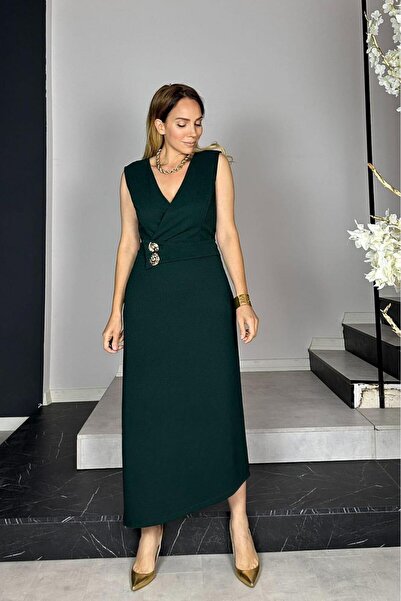 gesmoda G1425 Сукня з кружевим коміром і ґудзиками, смарагдовий колір