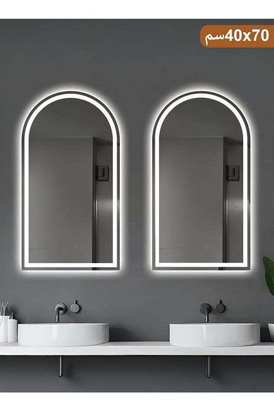 Taimi Set Of 2 Frameless Touch Control Mirror With Led Light For Bathroom And Living Room 70 X 40 Cm