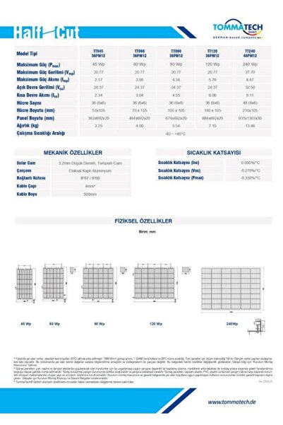 Tommatech 240wp 48pm M12 Hc-mb Güneş Paneli