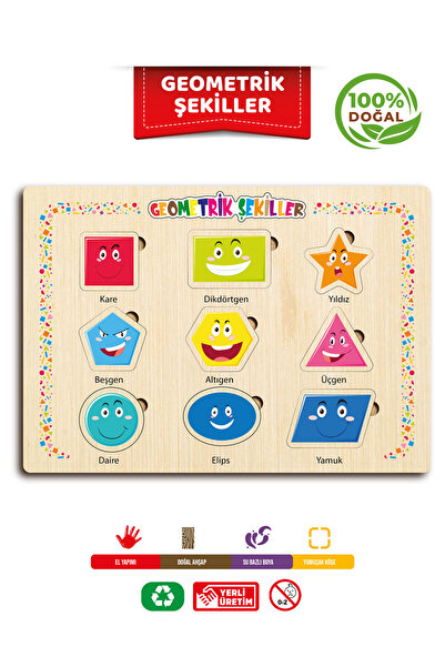 TIME TABLE ahşap eğitici öğretici geometrik şekiller sok tak bul tak puzzle