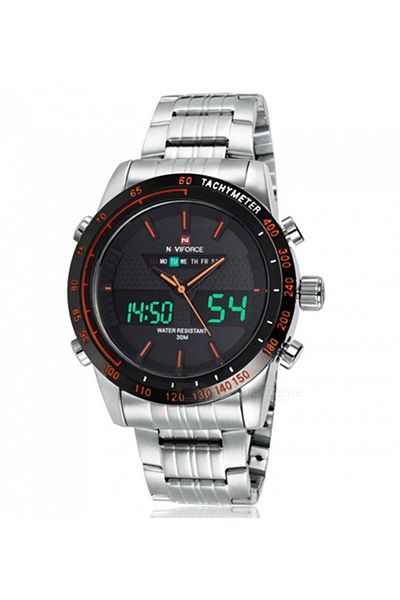 Naviforce 9024 Men Analog-digital Stainless Steel Strap Watch - Silver