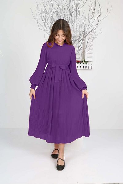 Asortik Kids Girl's Long Length Pleated Chiffon Dress