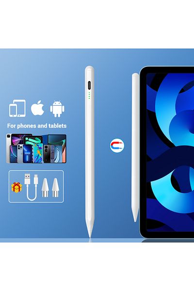 Choice قلم ستايلس أبيض عالمي لأجهزة أندرويد وآي أو إس وقلم سعوي لشاشات اللمس لأجهزة آيباد وقلم رسم