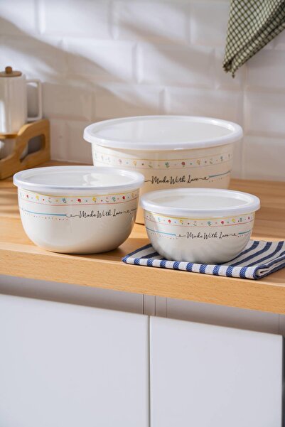 ACAR Made with Love Enamel 3-Piece Storage and Mixing Container