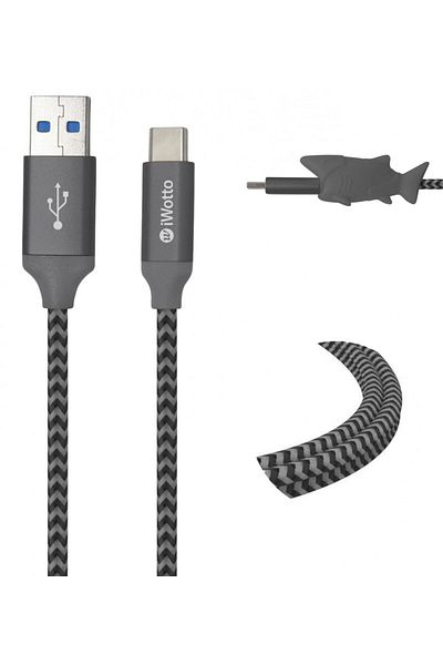 Iwotto Usb Cable Type C , Usb 3.0, Nylon, Gray, 1 M