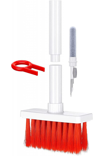 Butic YI Kit de curățare 5 în 1 pentru tastatură/căști Butic YI, plastic/burete/nailon, roșu/alb
