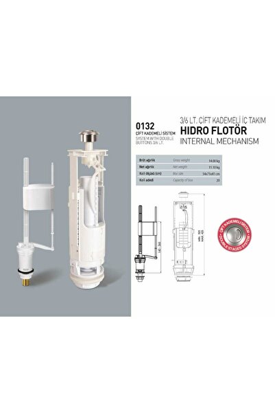 NKP REMONT NKP REZERVUAR İÇ TAKIM ÇİFT KADEMELİ 3/6 LT - KLOZET İÇ TAKIMI - 5...