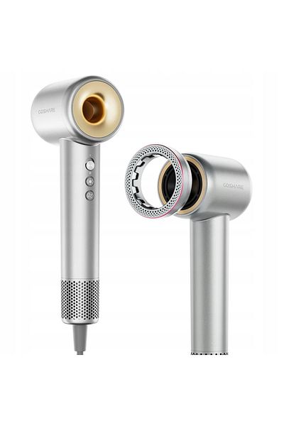 Coshare Uscător de păr HD10, strălucitor, ioni negativi, 110.000 rpm, puternic, control termic, argintiu