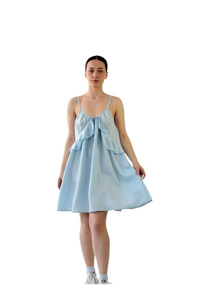 Retrobird Rochie de designer cu bretele cu șireturi albastru deschis