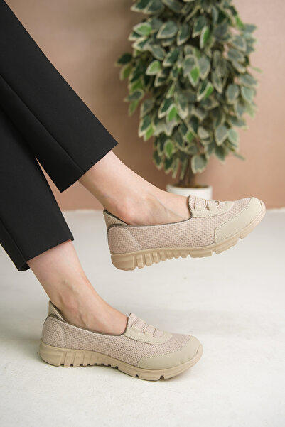 Craftique Krem Kadın Yazlık Memory Foam Bağcıksız İpli Hafif Rahat Tabanlı Yü...