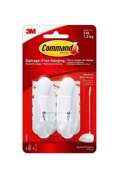 COMMAND 6-piece Wire Hooks With Strips White 3.16x1.2inch