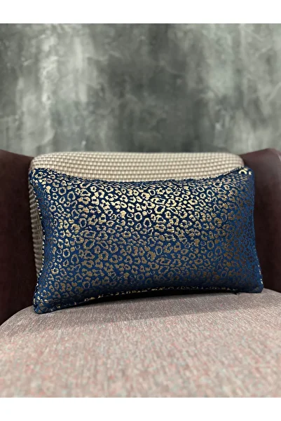 Fabricland غطاء وسادة باندورا مستورد حصريًا باللون الأزرق الداكن والذهبي مقاس 30 × 50 سم