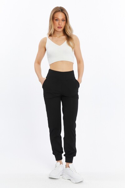 Grenj Fashion Pantaloni de sport sport tricotați, cu picior elastic, din țesătură submersibilă