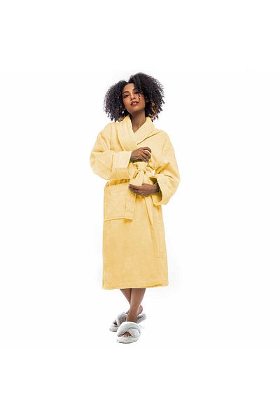 Orange Bed & Bath Wave 100% Cotton Bathrobe One Piece - Yellow L/XL