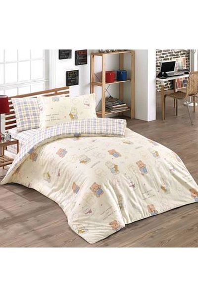 Pazar Home Bedding مفرش مفرد للاطفال من ٤ قطع قطني - بازار هوم كارديف بحشوة مخيطة