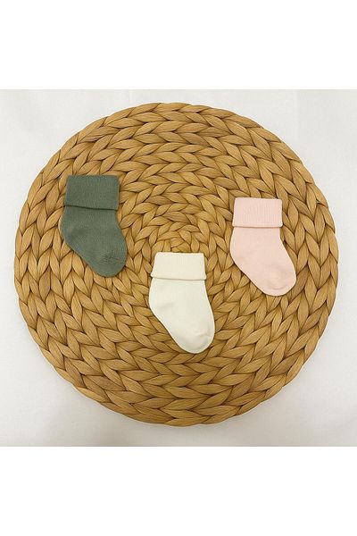 kidszone 100% Cotton 3-Piece Newborn Baby Socks Set. Baby Girl-Boy Socks