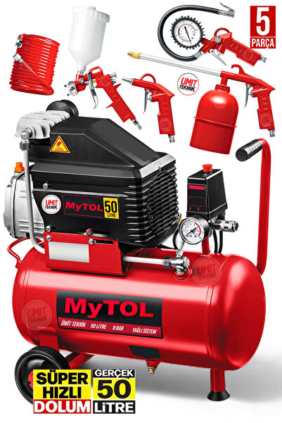 PROXTECH Süper Hızlı 2HP 50Lt Full Paket Hava Kompresörü Boya,Lastik ŞişirmeT...