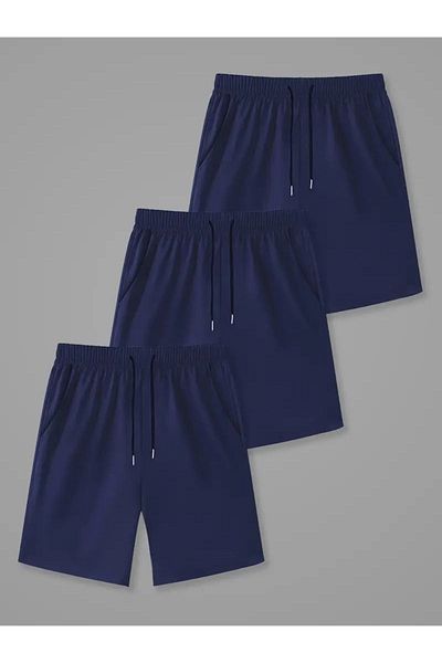 SURMARİ Σετ 3 άνετα αθλητικά σορτς Unisex χτενισμένα βαμβακερά