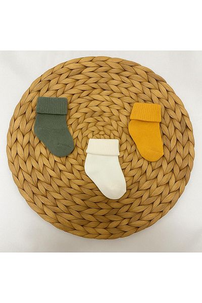kidszone 100% Cotton 3-Piece Newborn Baby Socks Set. Baby Girl-Boy Socks