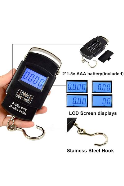 Primo Plus LCD Digital Hanging Luggage Weighing Scale Black