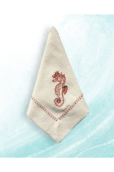 Elegancembroidery Keten Peçete, Nakışlı Peçete, Marin Peçete
