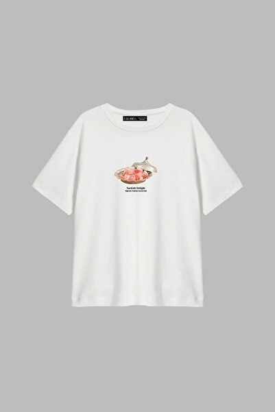 CİNEMA MODA Tricou alb pentru damă cu imprimeu Turkish Delight