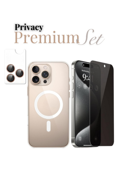 Evax (HY-PREMIUM SET) 16 Pro Max Uyumlu Armor Hayalet Ekran Koruyucu+(IC) Mag...