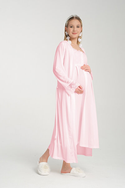 venera Hamile Gecelik seti 2 li zarif dantel detaylı lüx lohusa seti Effortt