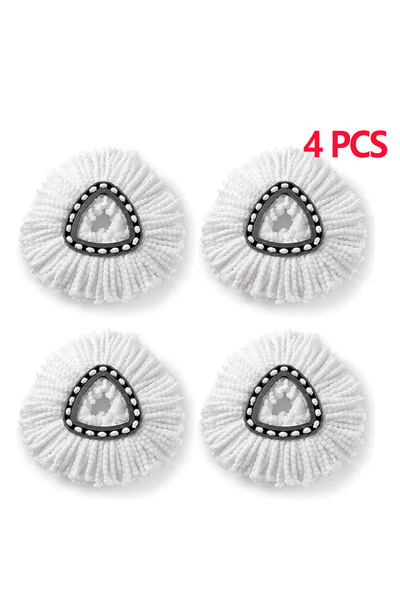 Choice 4 قطع من قطع غيار رؤوس الممسحة الدوارة البيضاء، مصنوعة من قماش المايكر...