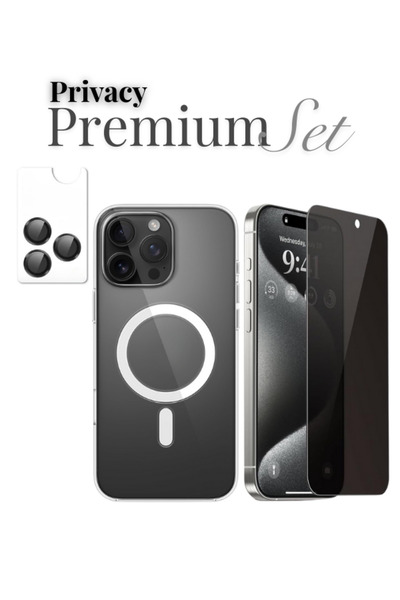 Evax (HY-PREMIUM SET) 16 Pro Max Uyumlu Armor Hayalet Ekran Koruyucu+(IC) Mag...