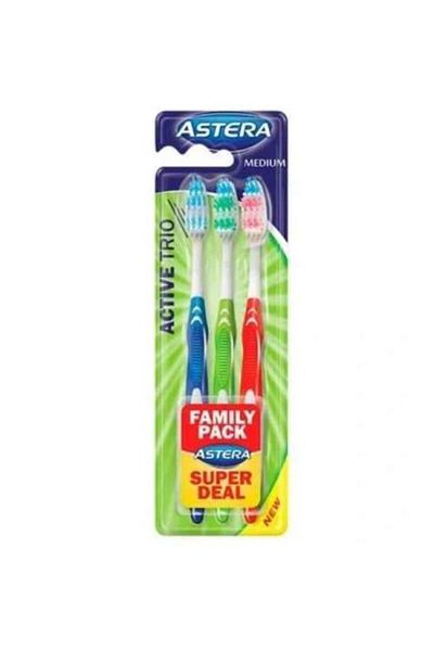 ASTERA Active Turbo Medium Toothbrush - 3 Pieces