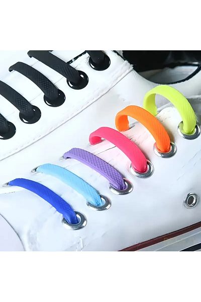 borandtm 16Pcs Silicone Elastic Shoelaces