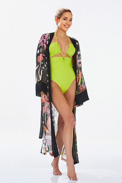 Bravie Colorful Patterned Long Chiffon Pareo 6127