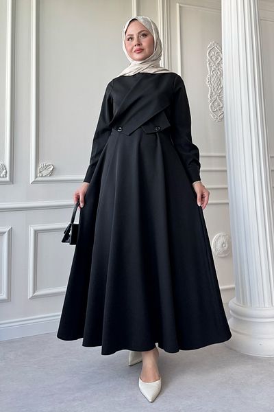InStyle Cross Cover Detail Black Dumbbell Dress