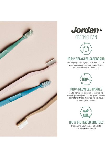 JORDAN - Green Clean Kids Toothbrush Medium Size, Multiple Colors